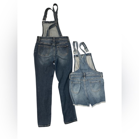 Cat & Jack Blue Denim Overalls Bibs with Shortalls Girls 10/12 Target Large - Picture 7 of 9